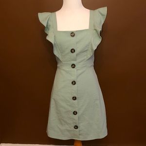 BNWT Ruffle Sleeve Mint Button Down Dress